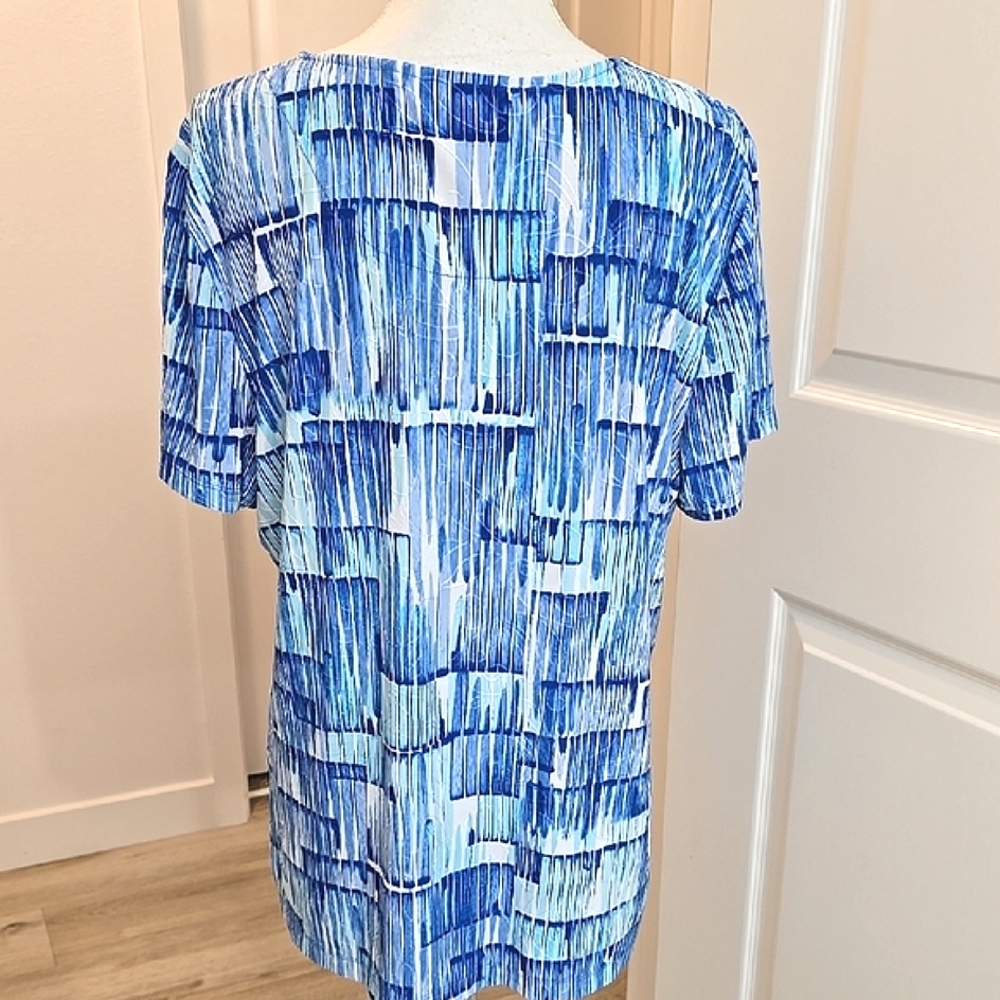 JM Collection Blue Boxy Top Sz XL - Picture 3 of 5